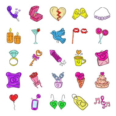 Düz karalama tarzında eşsiz bir aşk ve romantizm seti burada. Aşk, romantizm, sevgililer günü, selamlama ve daha fazlası üzerine faydalı tasarımlar.