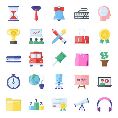 Eğitim temasına dayalı düz vektörler mi arıyorsunuz? Evet, beklemen sona erdi. Bu seti al ve indirmenin tadını çıkar!