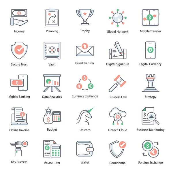 Iconos Tecnología Nube Diseño Vectores Planos Forma Creativa Para Mejor — Vector de stock