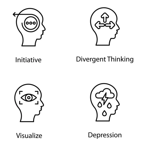 stock vector A creative set of strategic, thinking, cognitive and practical process designs. Design thinking line icons set available for download.