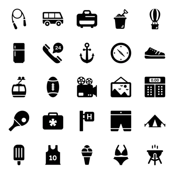 Increíble Paquete Iconos Equipos Viaje Divertidos Iconos Llenos Incluye Varias — Vector de stock