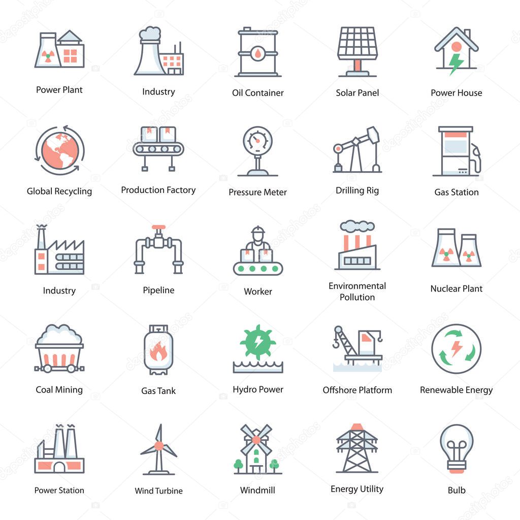 Here we bring a power plants flat icons pack.This amazing pack is suitable for web, print, symbols, apps and infographics. Don't miss a chance to make this pack yours!