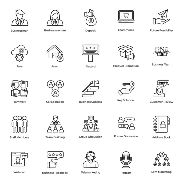 Versatile Set Business Progress Line Icons Technical Set Icons Created — Stock Vector