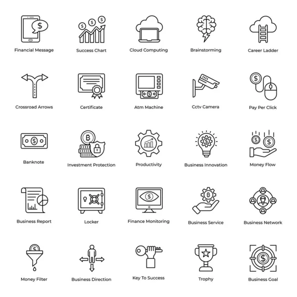 Versátil Conjunto Iconos Línea Tecnología Empresarial Este Conjunto Técnico Iconos — Vector de stock