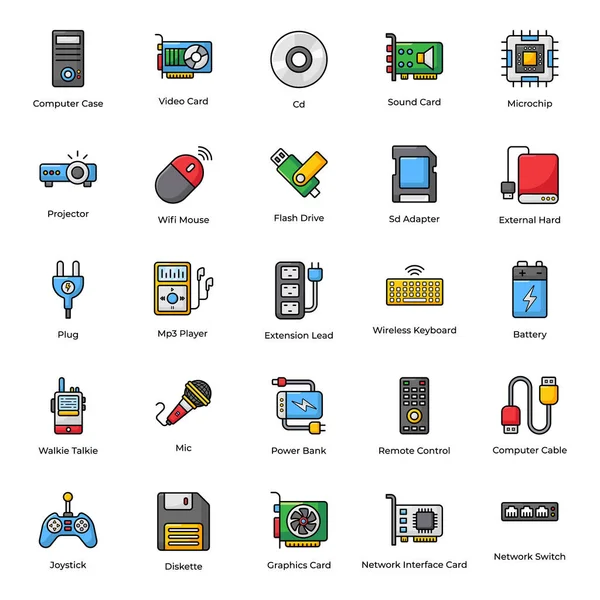 Nos Complace Compartir Este Paquete Dispositivos Hardware Computadora Estilo Plano — Vector de stock