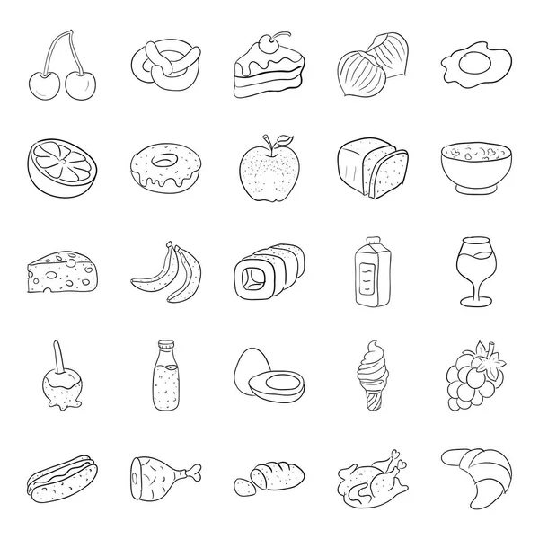 Conjunto Iconos Línea Alimentos Buenos Para Ser Utilizados Proyectos Web — Vector de stock