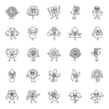 Bunlar çiçek açan çiçeklerin basit ikon tasarımları. Bu sürü çeşitli çiçek ve bitkilerden oluşur. Botanik, bitkiler ve diğer ilgili projelerde kullanmak için mükemmel bir paket..