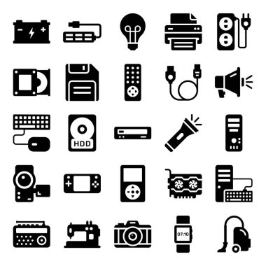 Sağlam vektörler, bilgisayar, donanım, elektronik ve cihazlar burada. Umarım bu düzenlenebilir seti ilgili alanlarda yararlı bulursunuz.