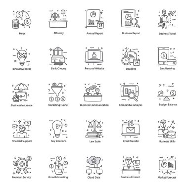 Finans simgeleri seti arıyorsanız, daha fazla beklemeyin. Bu el çizimi simgeleri paylaşmak için sabırsızlanıyoruz. Finans, bankacılık, işletme ve benzeri projelerin tasarımı için basit ama kavramsal para ikonu koleksiyonu gerekli..