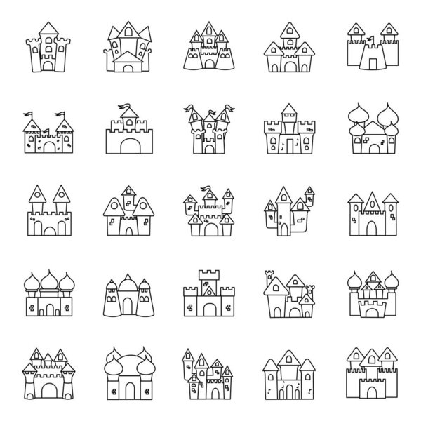 Hand drawn icons of fortress buildings in style with perfect sketching and strokes to make these more captivating. A compact pack to grab and use in related projects.