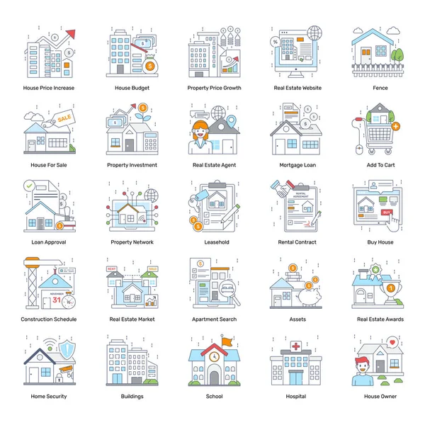 Dieses Trendige Set Von Immobilien Vektor Symbolen Ist Perfekt Für — Stockvektor