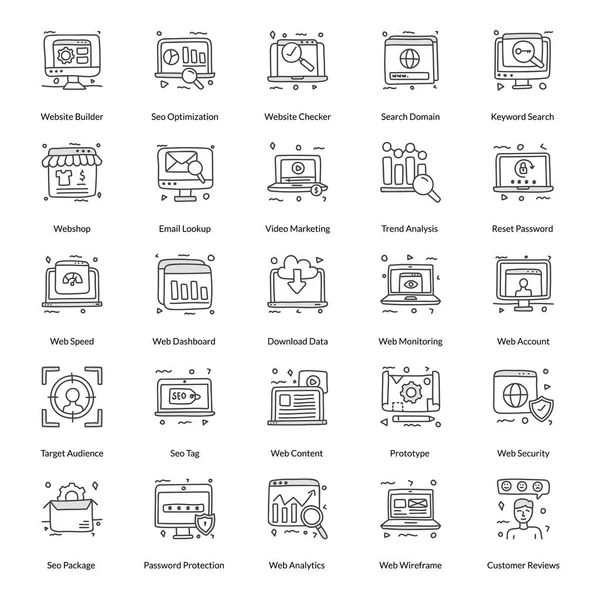 Versátil Conjunto Iconos Línea Conceptual Web Seo Este Conjunto Técnico — Vector de stock