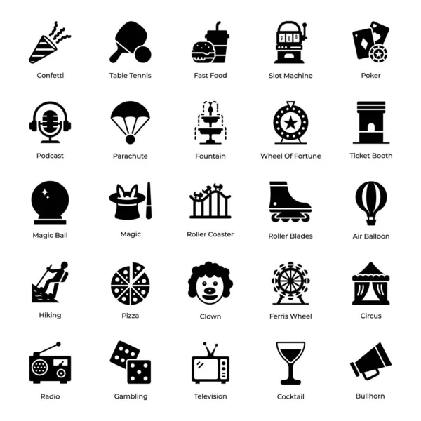 Aquí Están Creativamente Diseñados Los Medios Comunicación Los Iconos Entretenimiento — Vector de stock