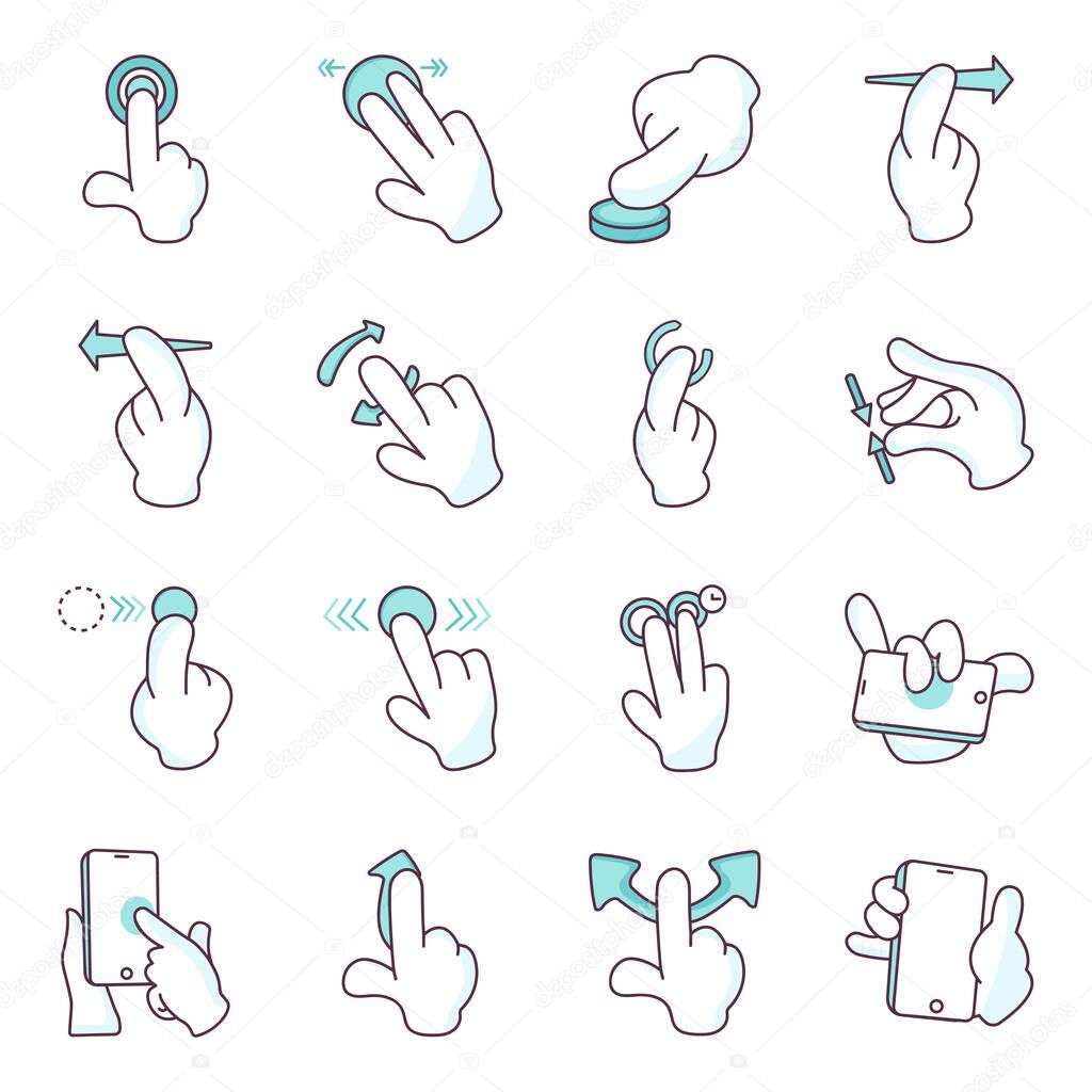 Here is a pack of variegated, creative and useful set of flat vectors representing hand gestures. These doodle icons are used as signs for demonstration, symbolizing, navigating, explaining and interpreting information. Happy downloading 