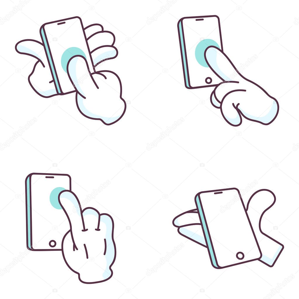 Here is a pack of variegated, creative and useful set of flat vectors representing hand gestures. These doodle icons are used as signs for demonstration, symbolizing, navigating, explaining and interpreting information. Happy downloading 