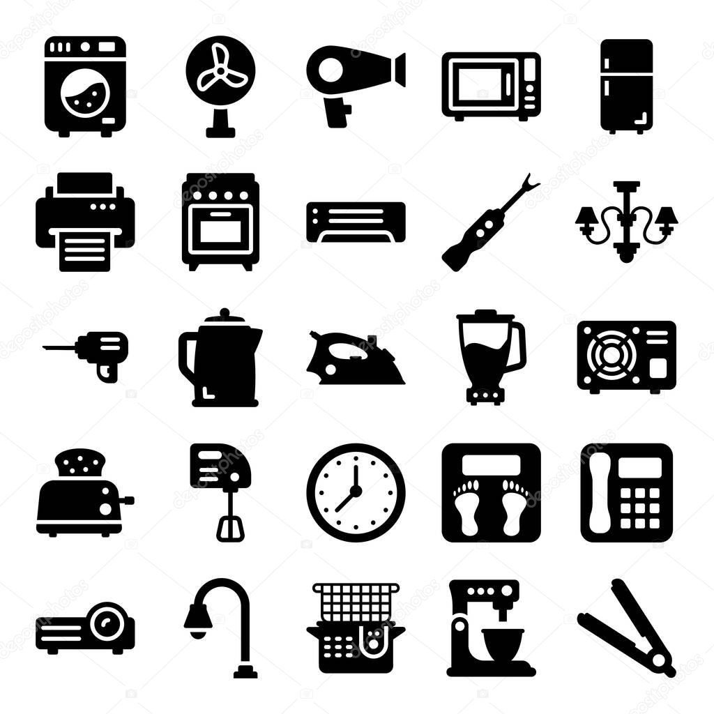 Solid vectors set of computers, hardware, electronics and appliances are here. Hope you will find this editable set helpful in related niches.
