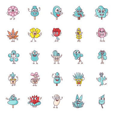 Bunlar bahar çiçeklerinin basit ikon tasarımları. Bu sürü çeşitli çiçek ve bitkilerden oluşur. Botanik, bitkiler ve diğer ilgili projelerde kullanmak için mükemmel bir paket..