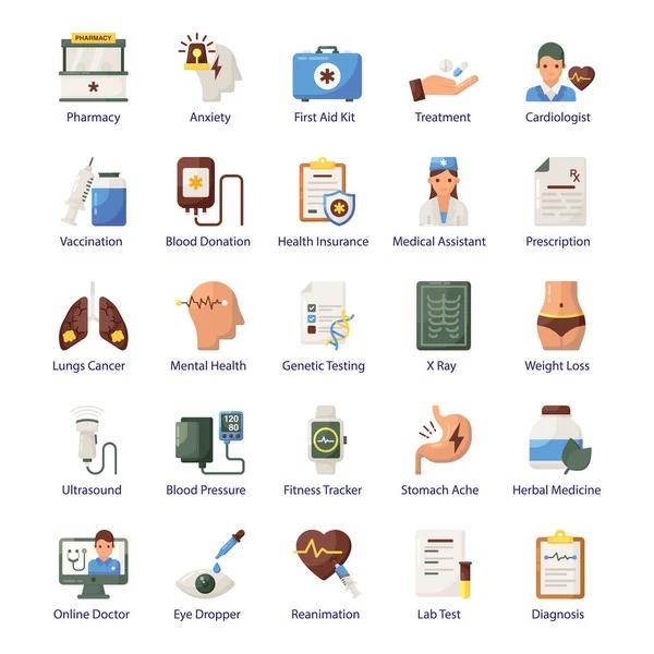 Download Medical Healthcare Icons Set Comes Health Care Services Concepts — Stock Vector