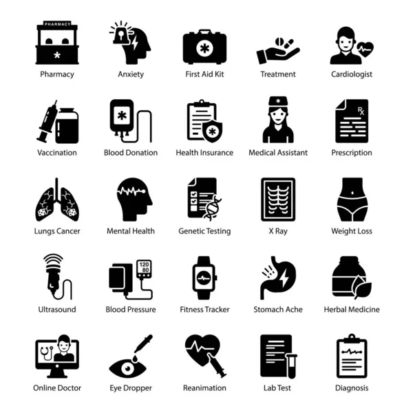 Download Deze Iconen Voor Geneeskunde Gezondheidszorg Set Het Komt Met — Stockvector