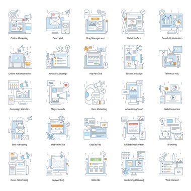 Sosyal medyanın düz çizgi simgesi. Bu renkli ve betimleyici reklamlar ve seo serbest ikonlar projenizin görünümünü ve özünü son derece geliştirebilir. İndirme linkine tıklayarak bu paketi yakalayın. 