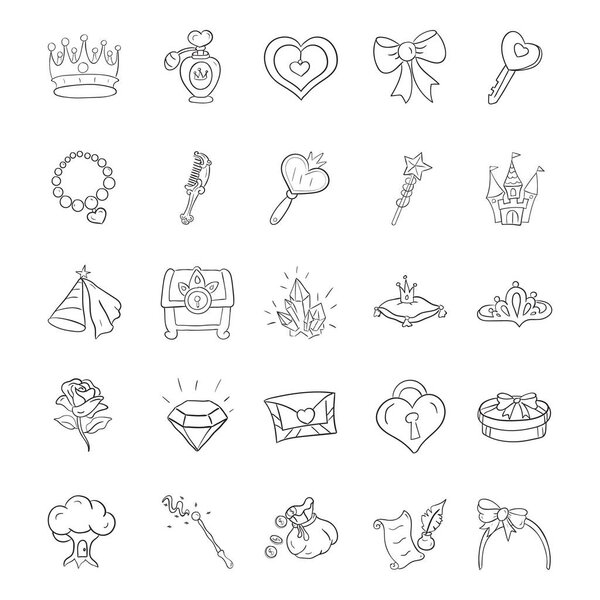 Princess and fantasy hand drawn vectors are here having amazing visuals. Set is presented to grab for web, app, presentation projects related to thematic birthdays, parties, circus, carnival and more.