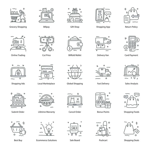 Lets Shopping Shopping Commerce Icon Pack Has Ton Awesome Vectors — Stock Vector
