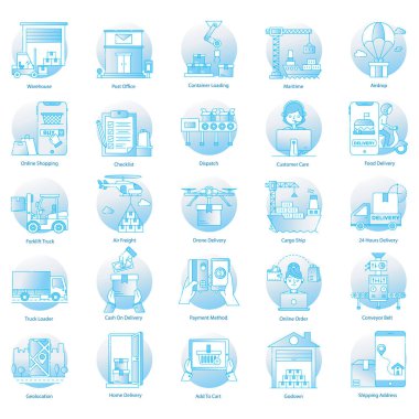 Nakliye Servisi Düz Simgeler Paketi 