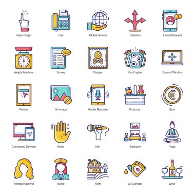 İş ve Ticaret Flat Taslak Simgeleri Paketi 