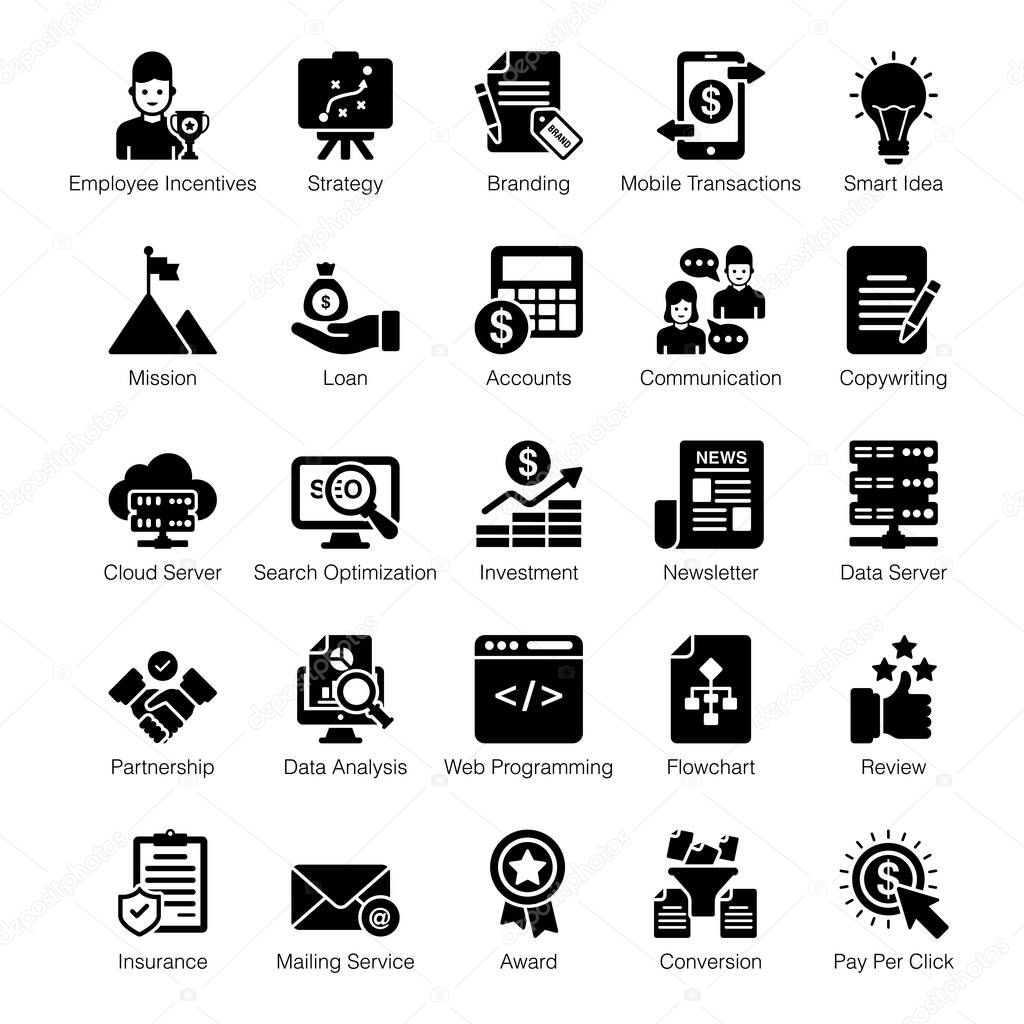 Pack Of Business Solid Icons 
