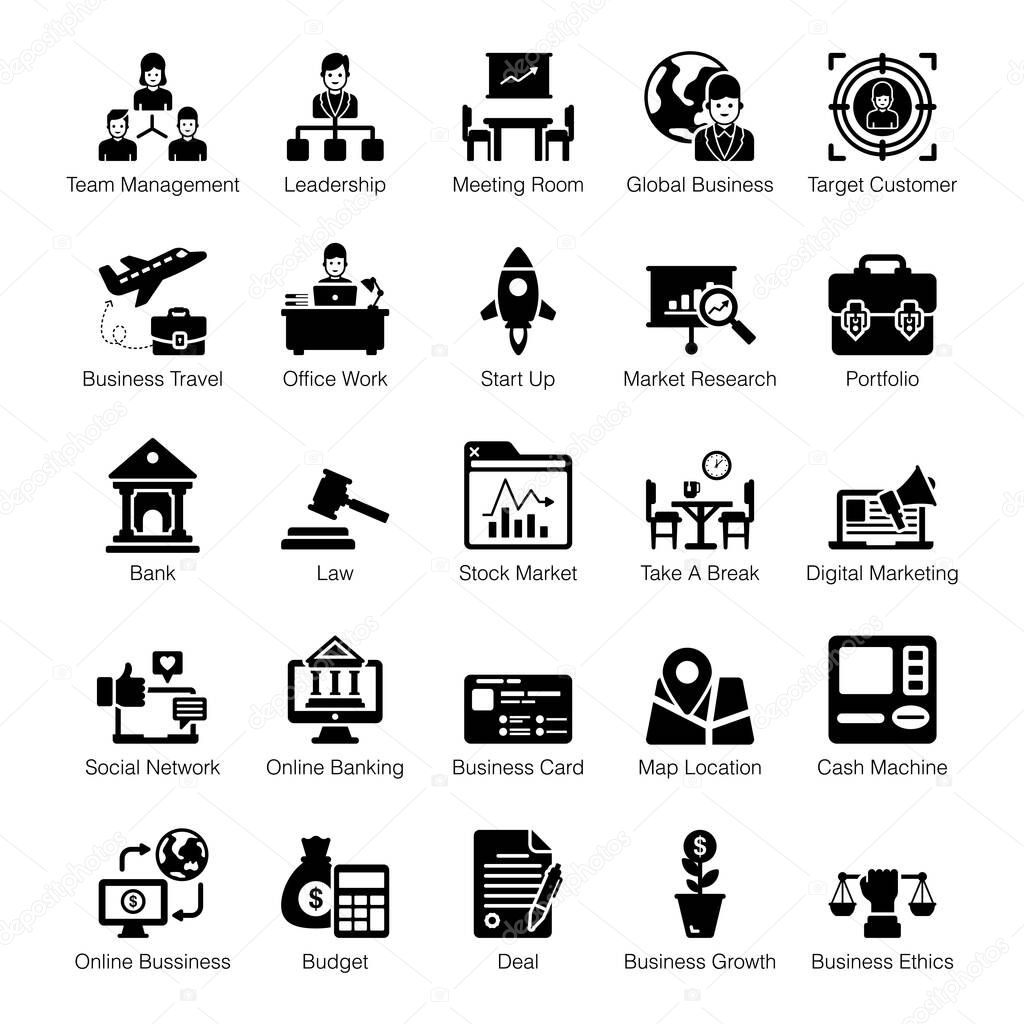 Pack Of Finance Solid Icons 