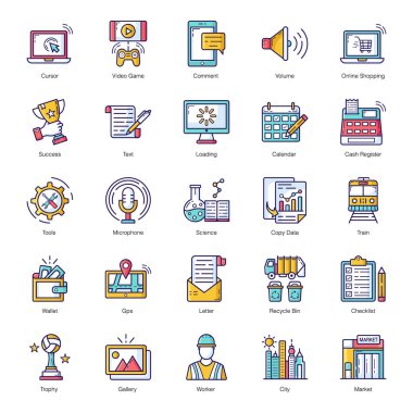 İş ve Alışveriş Apartmanı Taslak Simgeleri 