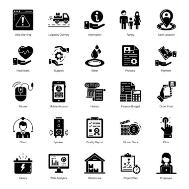 Modern Biçimli Solid Taslak Simgeleri 