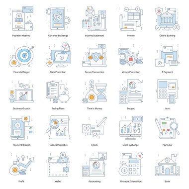 Finansal Servis Renkli Satır Vektörleri 