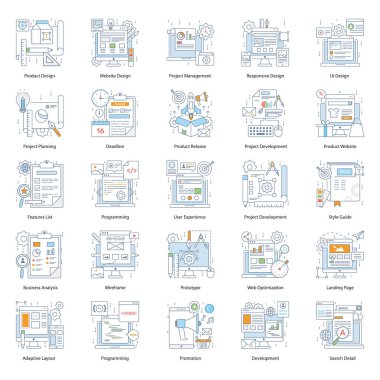Web tasarım düz simgeler paketi 