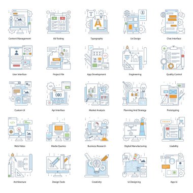 Kullanıcı Arayüzü Düz Satır Vektörleri Paketi 