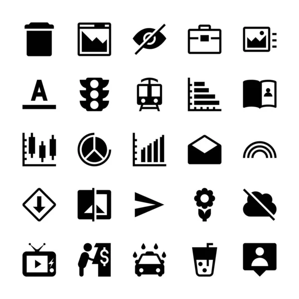 Eine Reihe Von Glyphen Symbolen Der Benutzeroberfläche — Stockvektor