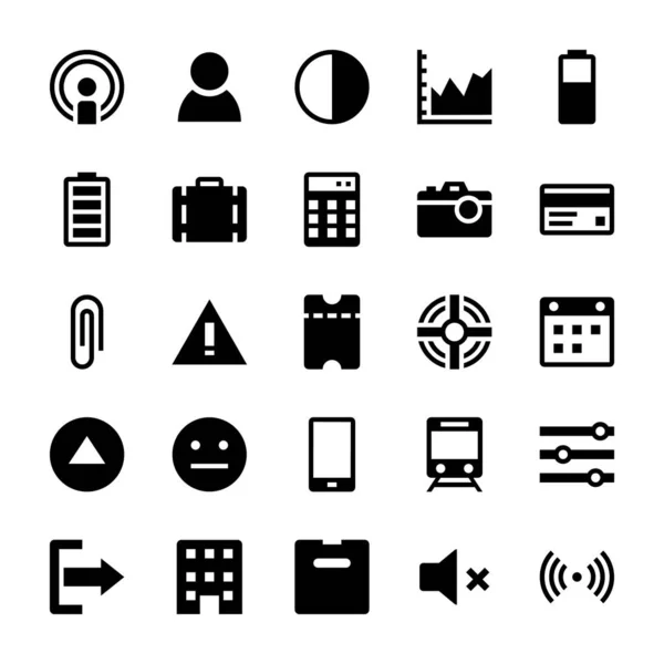 Sammlung Von Symbolen Der Benutzeroberfläche Von Glyph Design — Stockvektor