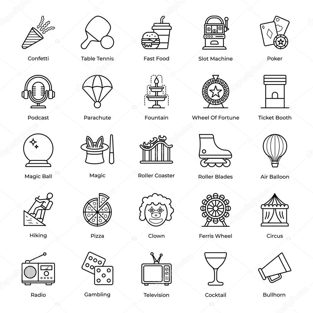 Pack Of Events Line Icons 