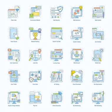 Web Optimizasyon Düz Simgeler Paketi 
