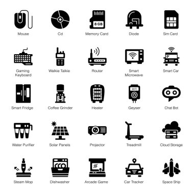 Teknolojik Aygıtlar Kabartma Simgeleri
