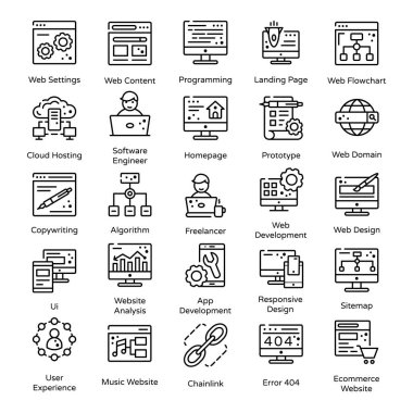 Seo ve Web Satırı Simgeleri Paketi 