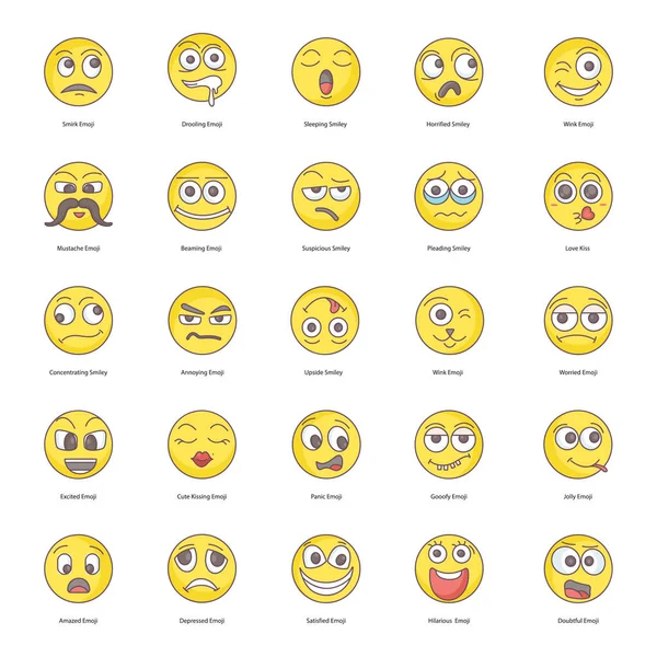 Emoticon Phrase Flat Icons Pack — Stockový vektor