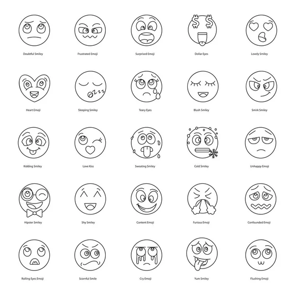 Conjunto Emoticones Cara Texto — Vector de stock