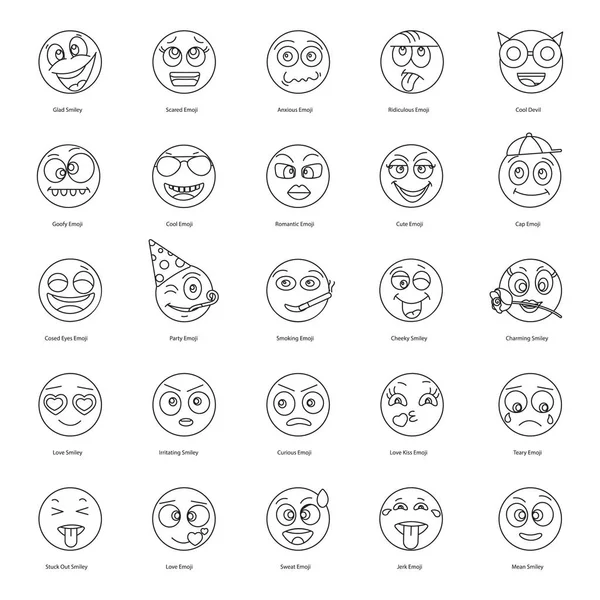 Conjunto Vectores Emoticones Moda — Vector de stock