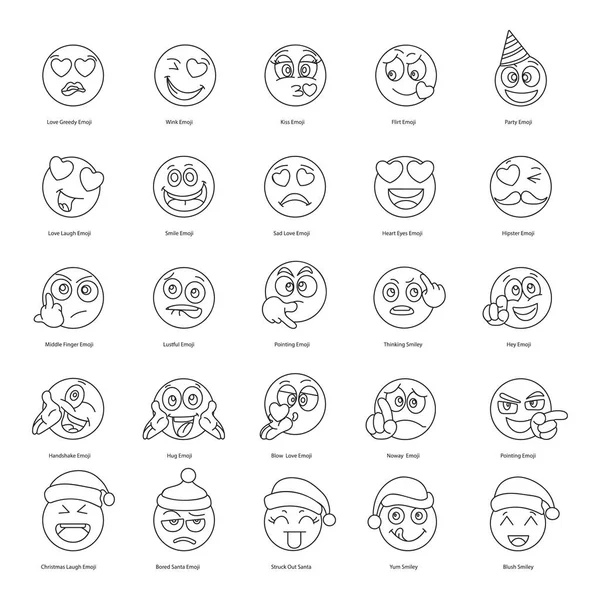 Conjunto Lindos Iconos Línea Emotag Amor — Vector de stock