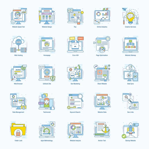 Search Engine Optimization Flat Icons — Stock Vector