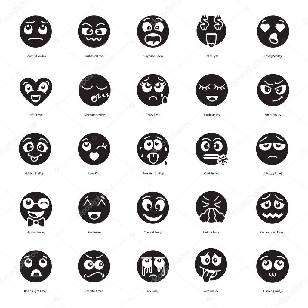 Facial Expression Set Of Emoticons