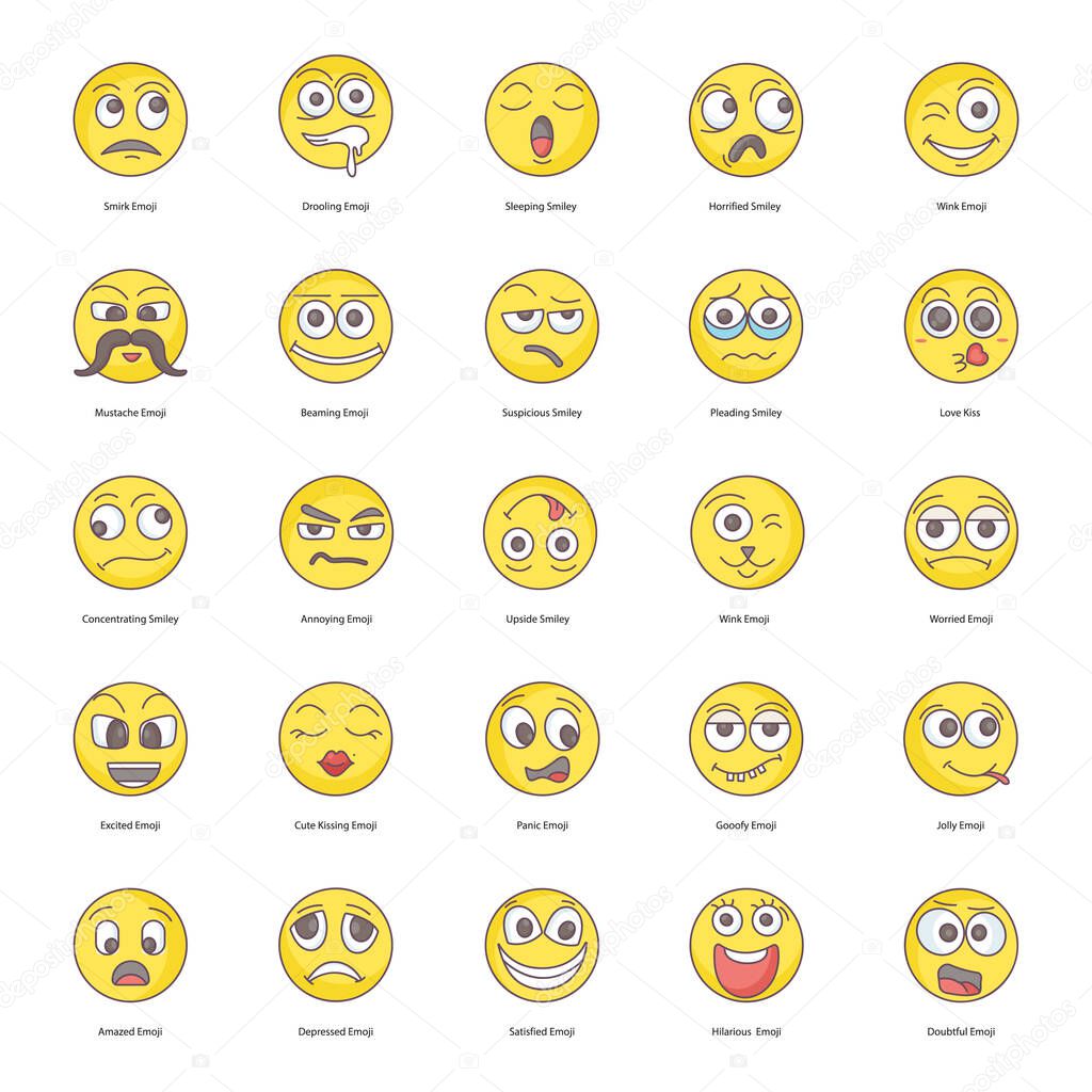 Emoticon Phrase Flat Icons Pack 