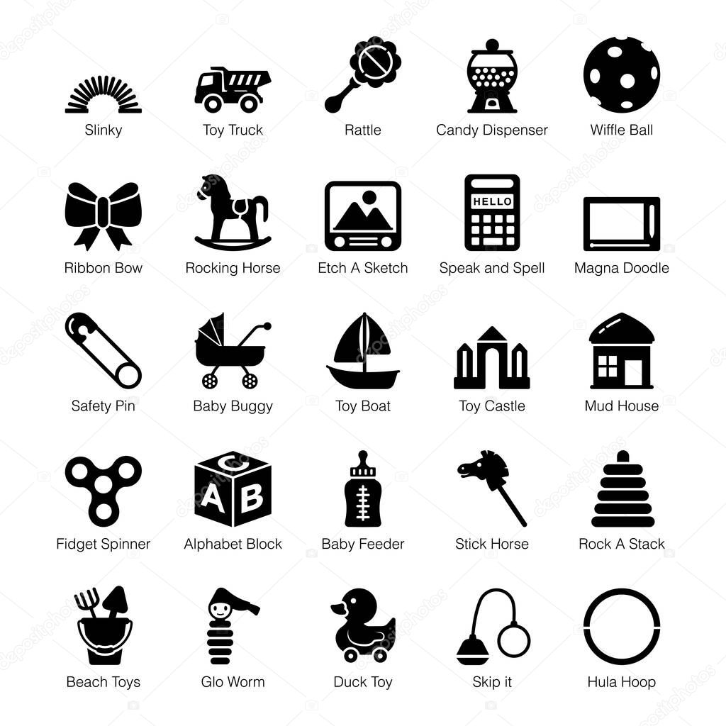 Pack Of Toys Solid Icons