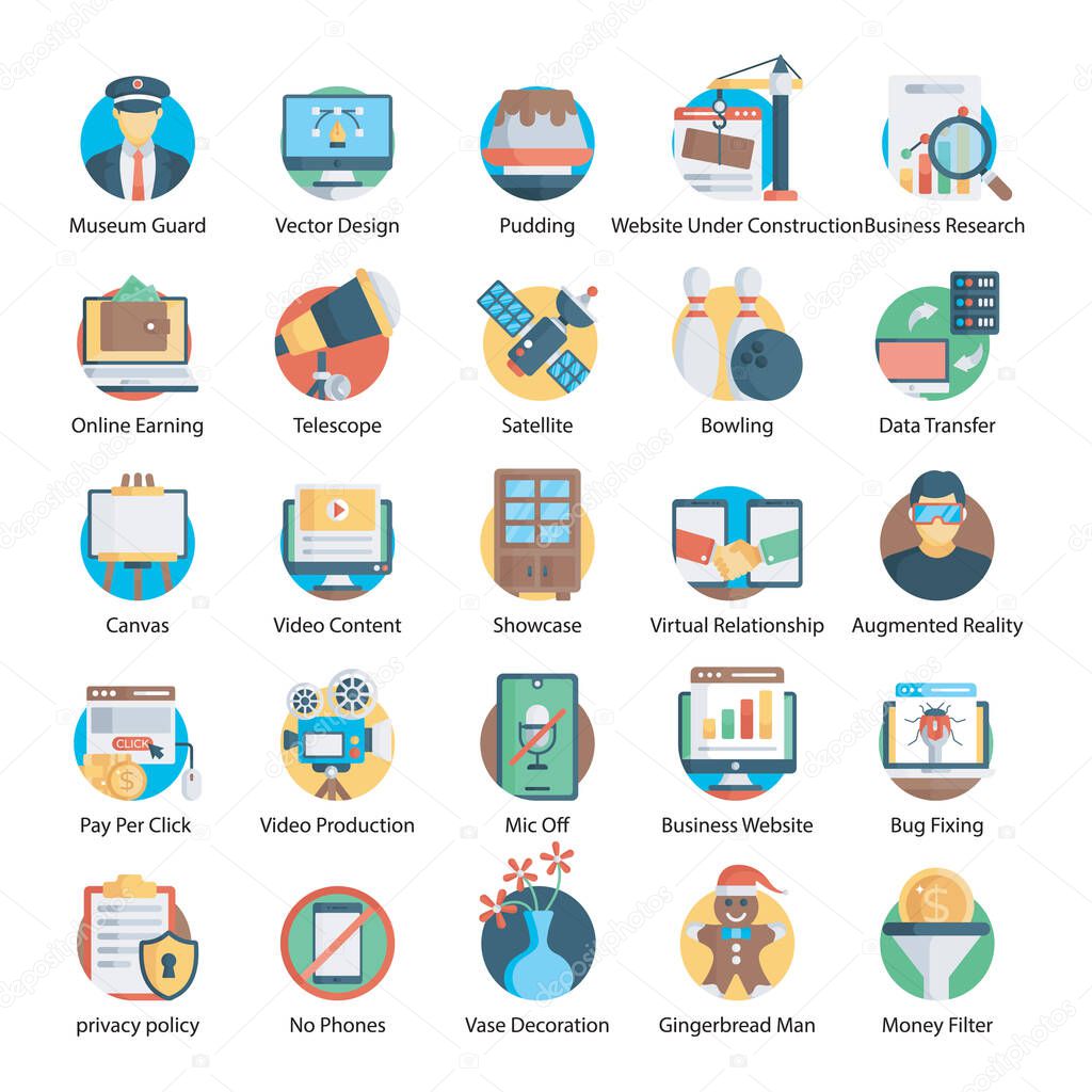 ColorFul Flat Icons Editable Style